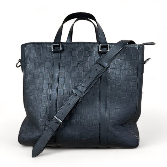 LOUIS VUITTON Leather Damier Infini Tadao Onyx Black Unisex Bag Shoulder Xbody - Picture 1 of 16